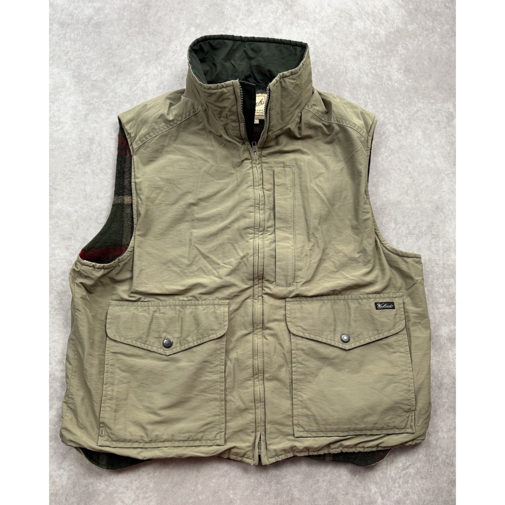 VTG Woolrich Men's Sz L Fieldstone Vest Utility‎ Work Fishing Wool Flannel